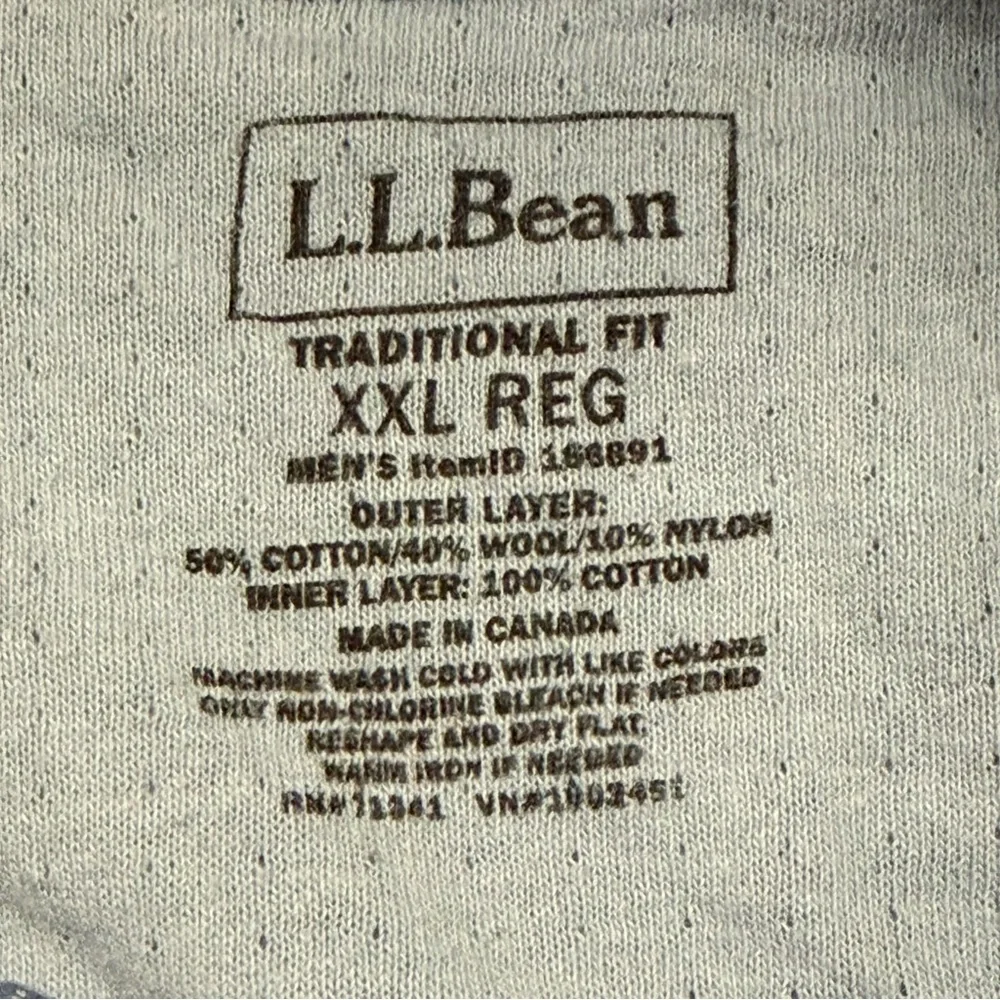 L.L. Bean Men's Two-Layer River Driver's Shirt Wool Blend Henley Base Blue XXL‎